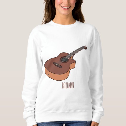 Akustische Gitarre-Cartoon-Abbildung Sweatshirt (Vorderseite)