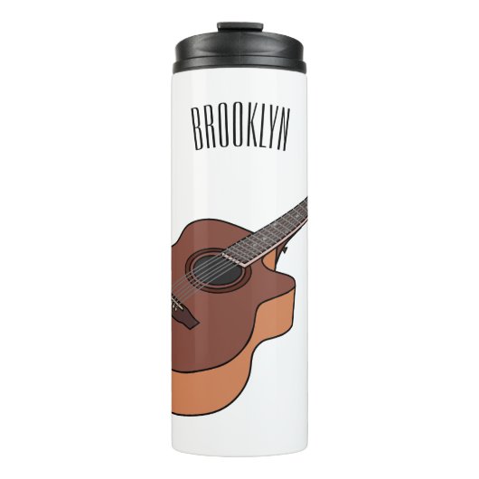 Akustische Gitarre-Cartoon-Abbildung Thermosbecher (Vorderseite)