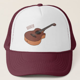 Akustische Gitarre-Cartoon-Abbildung Truckerkappe