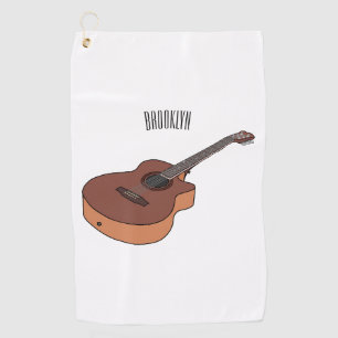 Akustische Gitarre Cartoon-Illustration Golfhandtuch