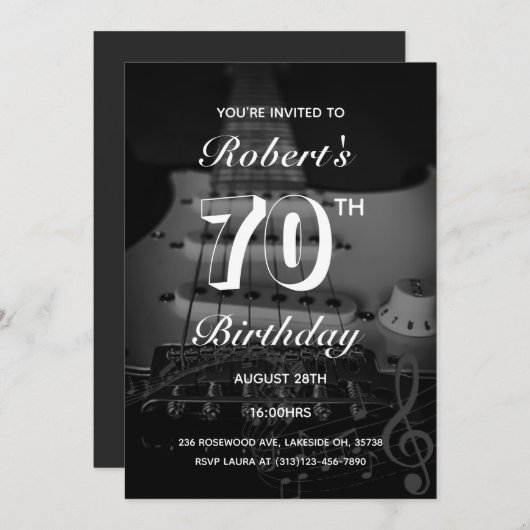 Akustische Gitarre Geburtstagsparty Einladung (Vorne/Hinten)