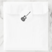 Akustische Gitarre gestalten Word Art Black Text Runder Aufkleber (Tasche)