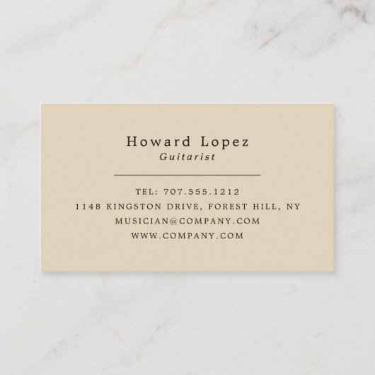 Akustische Gitarre, Gitarrist, Beruflicher Musiker Visitenkarte (Rückseite)