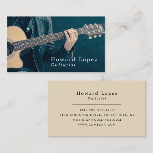 Akustische Gitarre, Gitarrist, Beruflicher Musiker Visitenkarte (Vorne/Hinten)