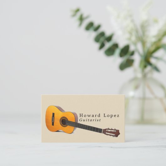 Akustische Gitarre, Gitarrist, Beruflicher Musiker Visitenkarte (Stehend Vorderseite)