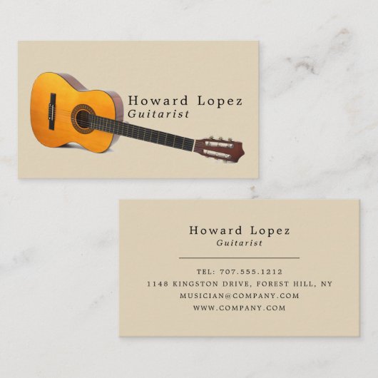 Akustische Gitarre, Gitarrist, Beruflicher Musiker Visitenkarte (Vorne/Hinten)