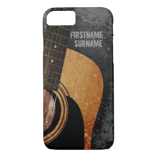 Akustische Gitarre Gray Grunge Custom iPhone 7 Fal Case-Mate iPhone Hülle (Rückseite)
