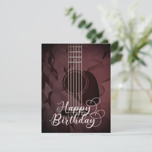 Akustische Gitarre Happy Birthday Card Dankeskarte (Stehend Vorderseite)