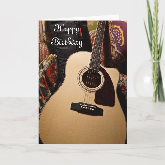 Akustische Gitarre Happy Birthday Card Karte (Vorderseite)