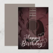 Akustische Gitarre Happy Birthday Flat Card Einladung (Vorne/Hinten)