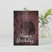 Akustische Gitarre Happy Birthday Flat Card Einladung (Stehend Vorderseite)