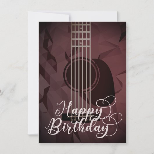 Akustische Gitarre Happy Birthday Flat Card Einladung (Vorderseite)