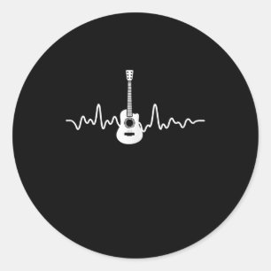 Akustische Gitarre-Heartbeat-Gitarrenspieler-Musik Runder Aufkleber