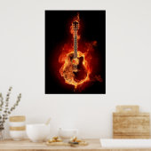 Akustische Gitarre in Flammen Poster (Küche)