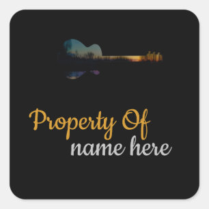 Akustische Gitarre Logo Personalized Quadratischer Aufkleber