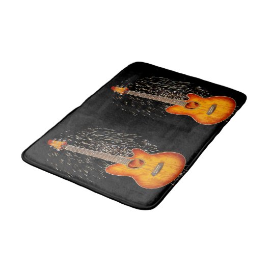 akustische Gitarre mit Feuerwerken, Badematte (Schrägansicht)