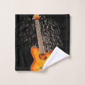 akustische Gitarre mit Feuerwerken, Badhandtuch Set (Waschlappen)