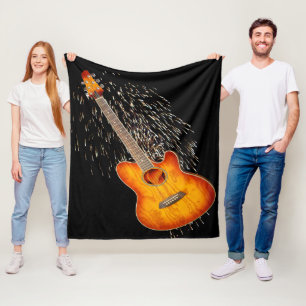 akustische Gitarre mit Feuerwerken, Fleecedecke