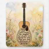 Akustische Gitarre mit Forever Young Text Mousepad (Vorne)