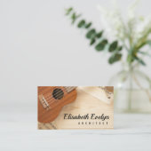 akustische Gitarre mit Holzboden Visitenkarte (Stehend Vorderseite)