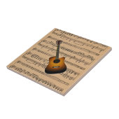 Akustische Gitarre mit Notenhintergrund Fliese (Seite)