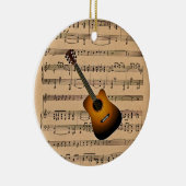 Akustische Gitarre mit Notenhintergrund Keramik Ornament (Rechts)