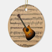 Akustische Gitarre mit Notenhintergrund Keramik Ornament (Links)