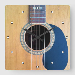 Akustische Gitarre mit Punkten gedämpft Quadratische Wanduhr