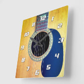 Akustische Gitarre mit Zahlen Quadratische Wanduhr (Winkel)