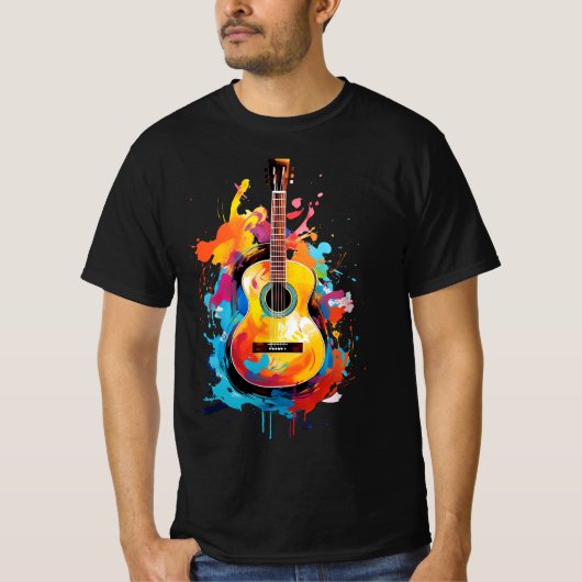 Akustische Gitarre, moderne Malstriche T-Shirt (Vorderseite)