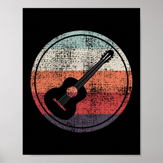 Akustische Gitarre Musiker Bassist Retro Poster (Vorne)