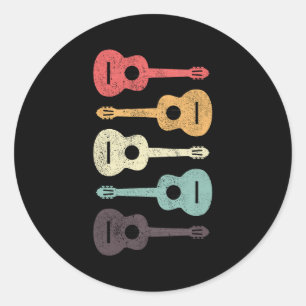 Akustische Gitarre Musiker Bassist Retro Runder Aufkleber