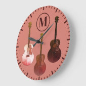 akustische Gitarre personalisiert rustikal Große Wanduhr (Winkel)