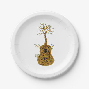 Akustische Gitarre Shirt Tree of Life Gitarre Spie Pappteller