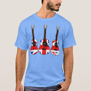 Akustische Gitarre UK Flag Guitarist British Music T-Shirt