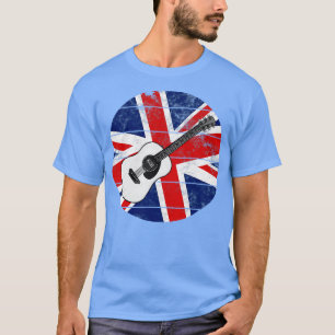 Akustische Gitarre UK-Flagge Großbritannien Gitarr T-Shirt