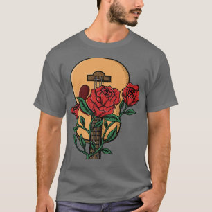 Akustische Gitarre und Blume Gitarrist Musician Gi T-Shirt