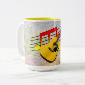 Akustische Gitarre und musikalische Bemerkungen - Zweifarbige Tasse (Vorderseite Links)