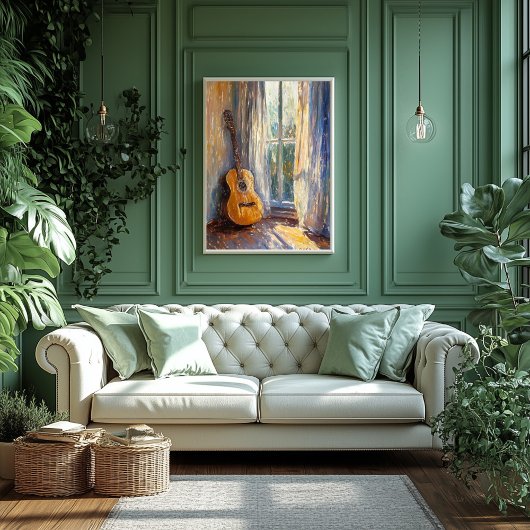 Akustische Gitarre von Sunlit Window - Impressioni Poster