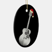 Akustische Gitarre Weihnachten Schwarz und Weiß Keramik Ornament (Rechts)