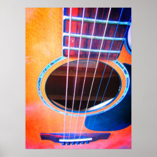 Akustische Gitarren-Perspektive Farben der Musik Poster