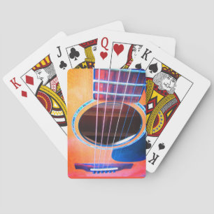 Akustische Gitarren-Perspektive Farben der Musik Spielkarten