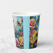 Akustische Gitarren-Rose und Bienen-Frühlingspark Pappbecher (Links)