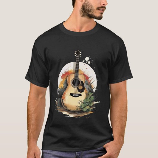 Akustische Gitarrenbaum-Kunst T-Shirt (Vorderseite)