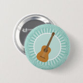 Akustische Gitarrenfreude Türkis Swirt Musik Button (Vorne & Hinten)