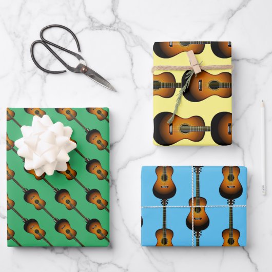 Akustische Gitarrenmusik Geschenkpapier Set (Vorderseite)