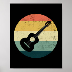 Akustische Gitarrenmusik Musiker Bassist Retro Poster