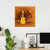 Akustische Gitarrenwörter und Musik Amber ID570 Poster (Heimbüro)
