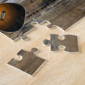 Akustische Guitar~Sheet Musik auf Barnwood Puzzle (Seite)