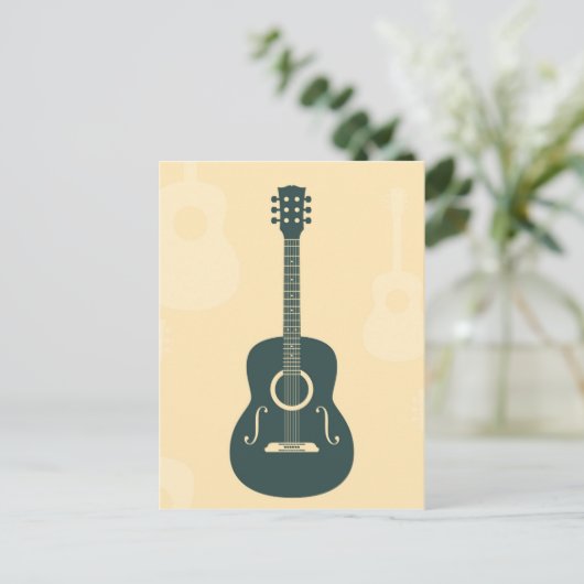 Akustische Retro-Gitarre Postkarte (Stehend Vorderseite)